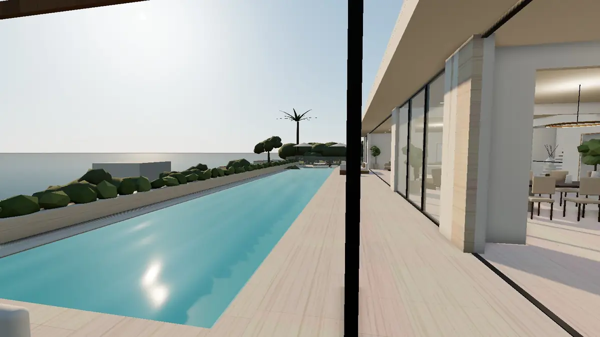 The pool terrace and sea view in the Casa Concha walkthrough