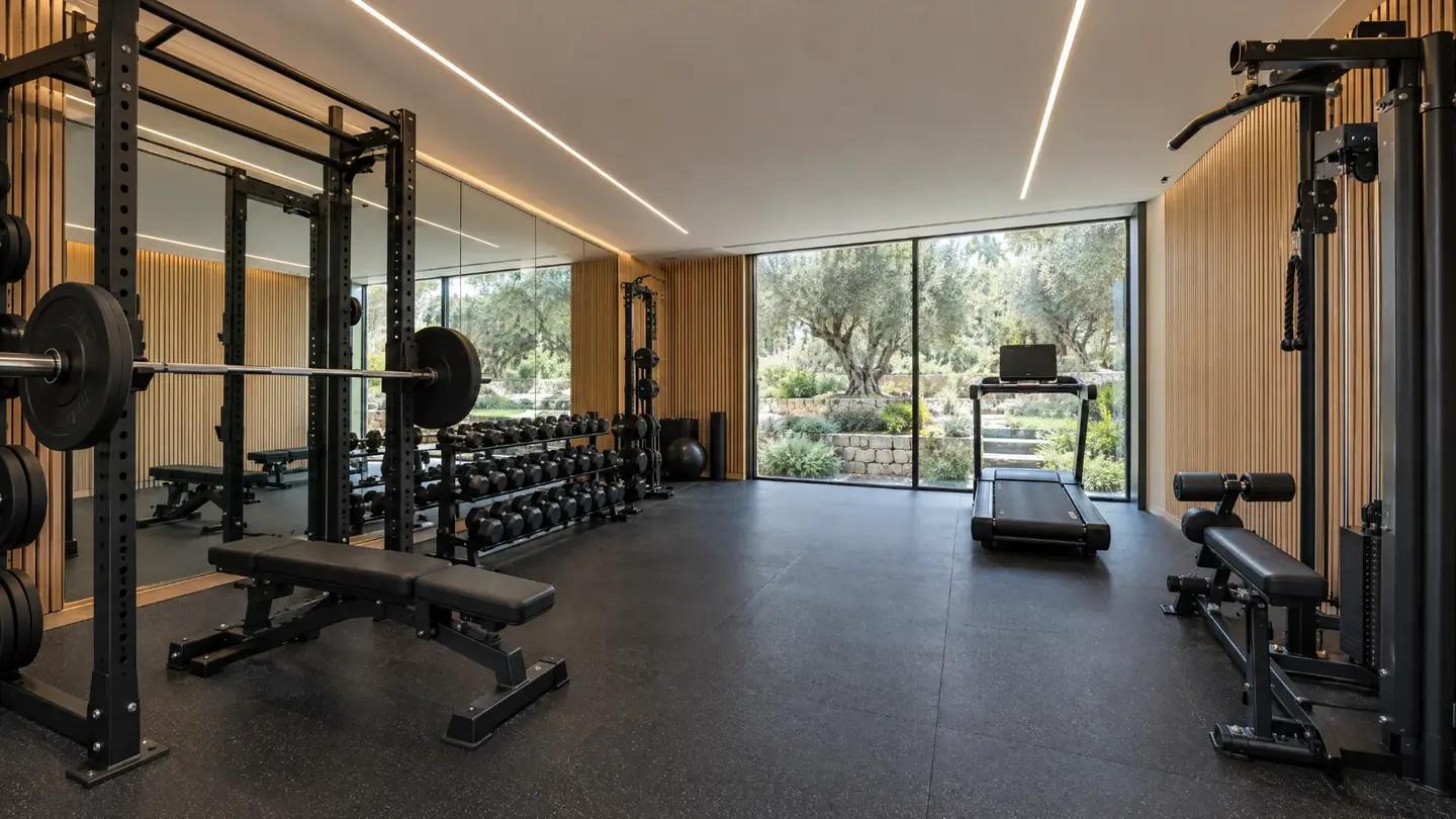 Casa Concha gym: Opening onto the sunken garden